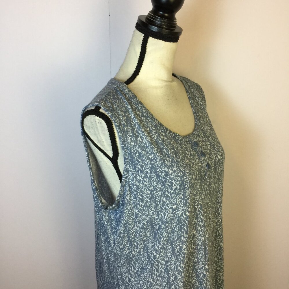New! Liz Claiborne Blouse Tank Top L Womans Blue Printed Sleeveless Stretch - Picture 7 of 16